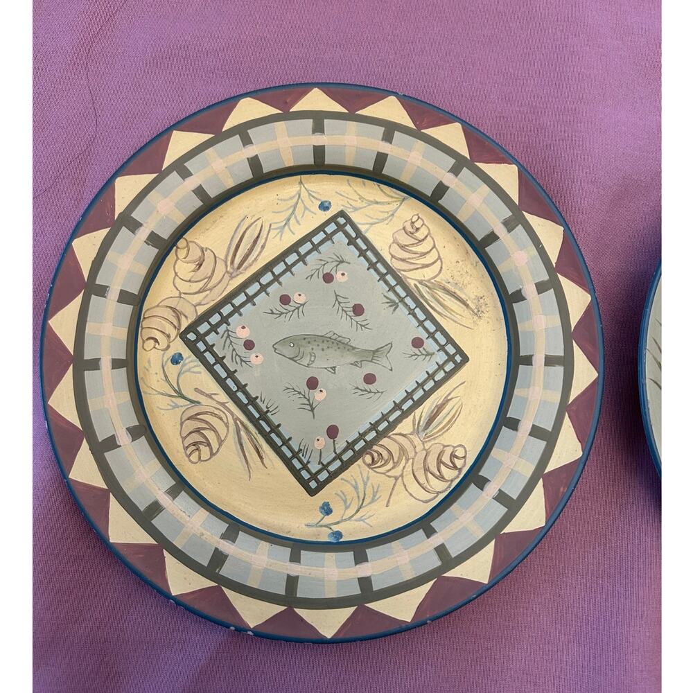 Rustic Lodge bear and fish plates camp cabin nature decor - Picture 2 of 16